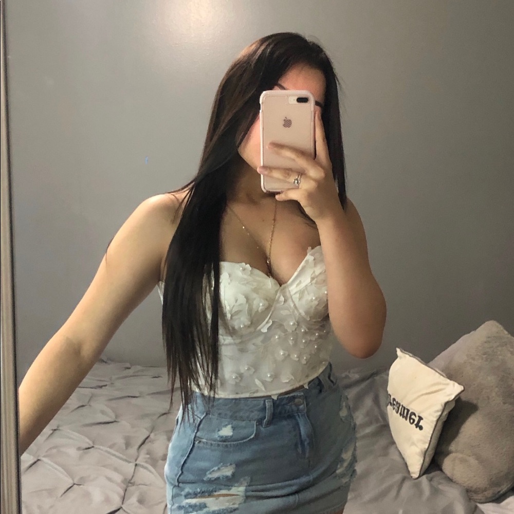 White bustier top